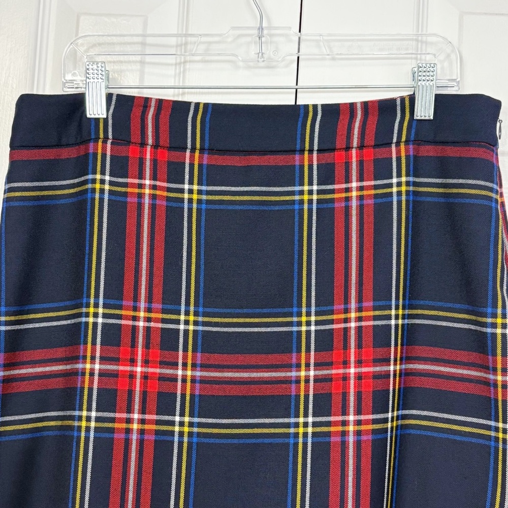 Talbots Preppy Navy Blue & Red Multi Plaid Tartan Wool Mini Skirt 12P - Picture 2 of 15